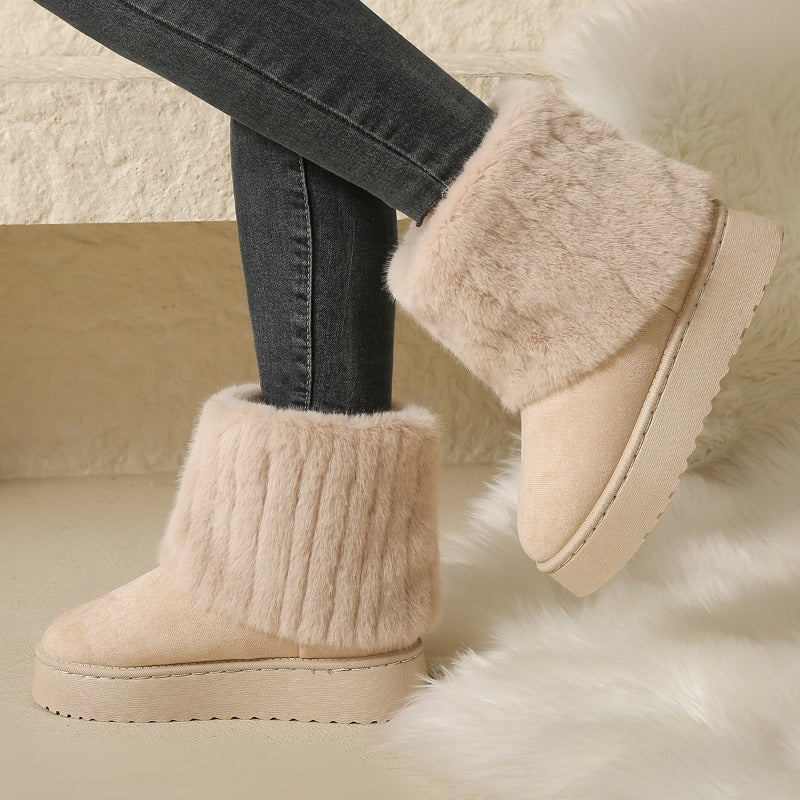 Plush-Lined Waterproof Winter Boots for Women