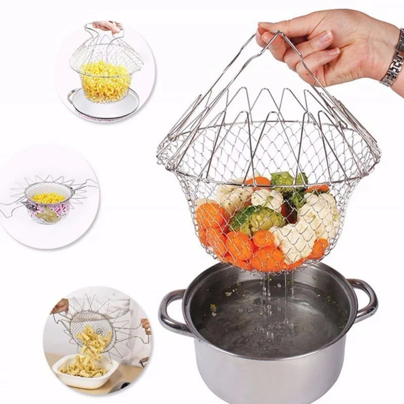 Stainless Steel Multipurpose Foldable Cooking Basket