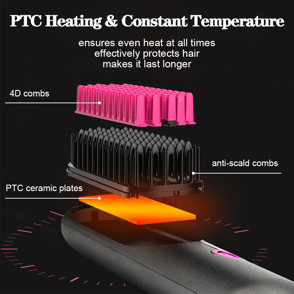 Fast-Heating Wireless Hair Styling Comb