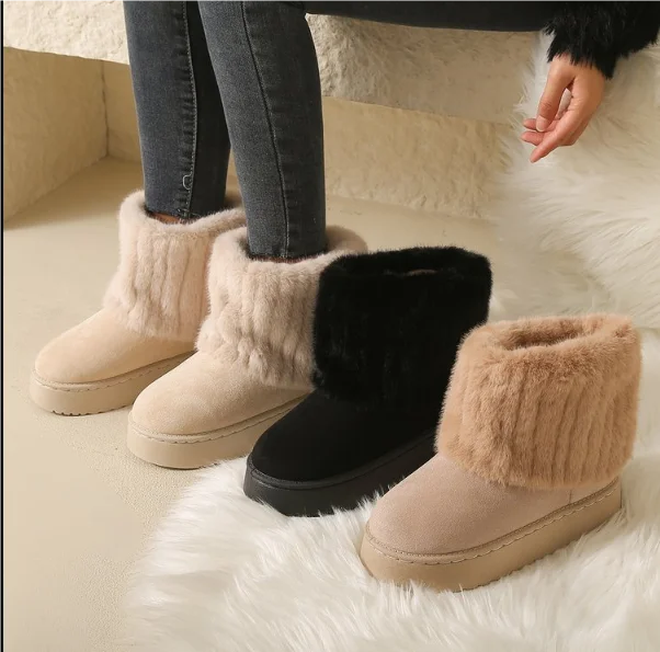 Plush-Lined Waterproof Winter Boots for Women