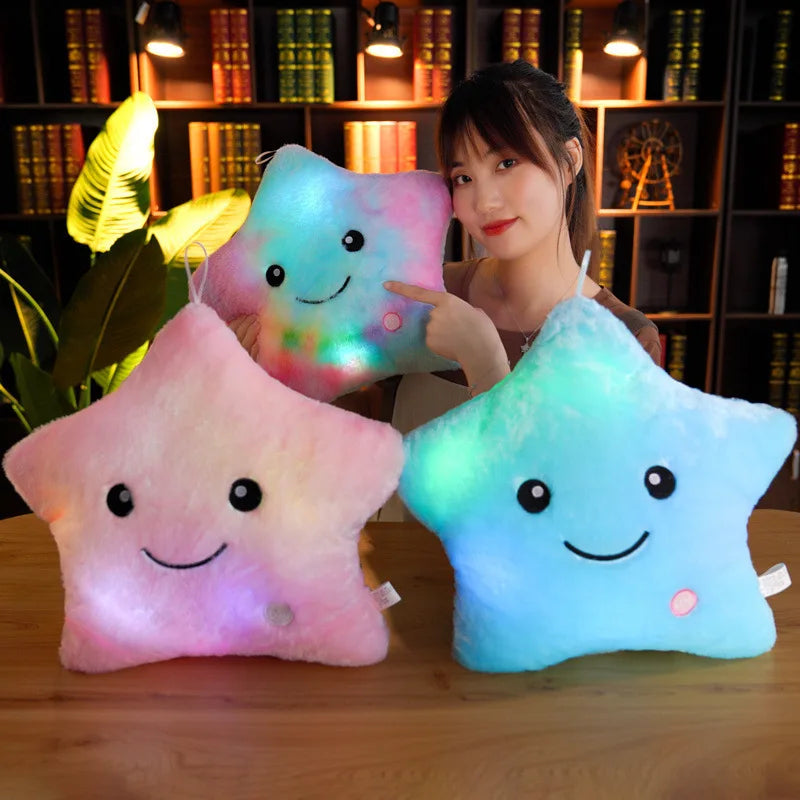Luminous Stars Pillow: LED Light Plush Toy