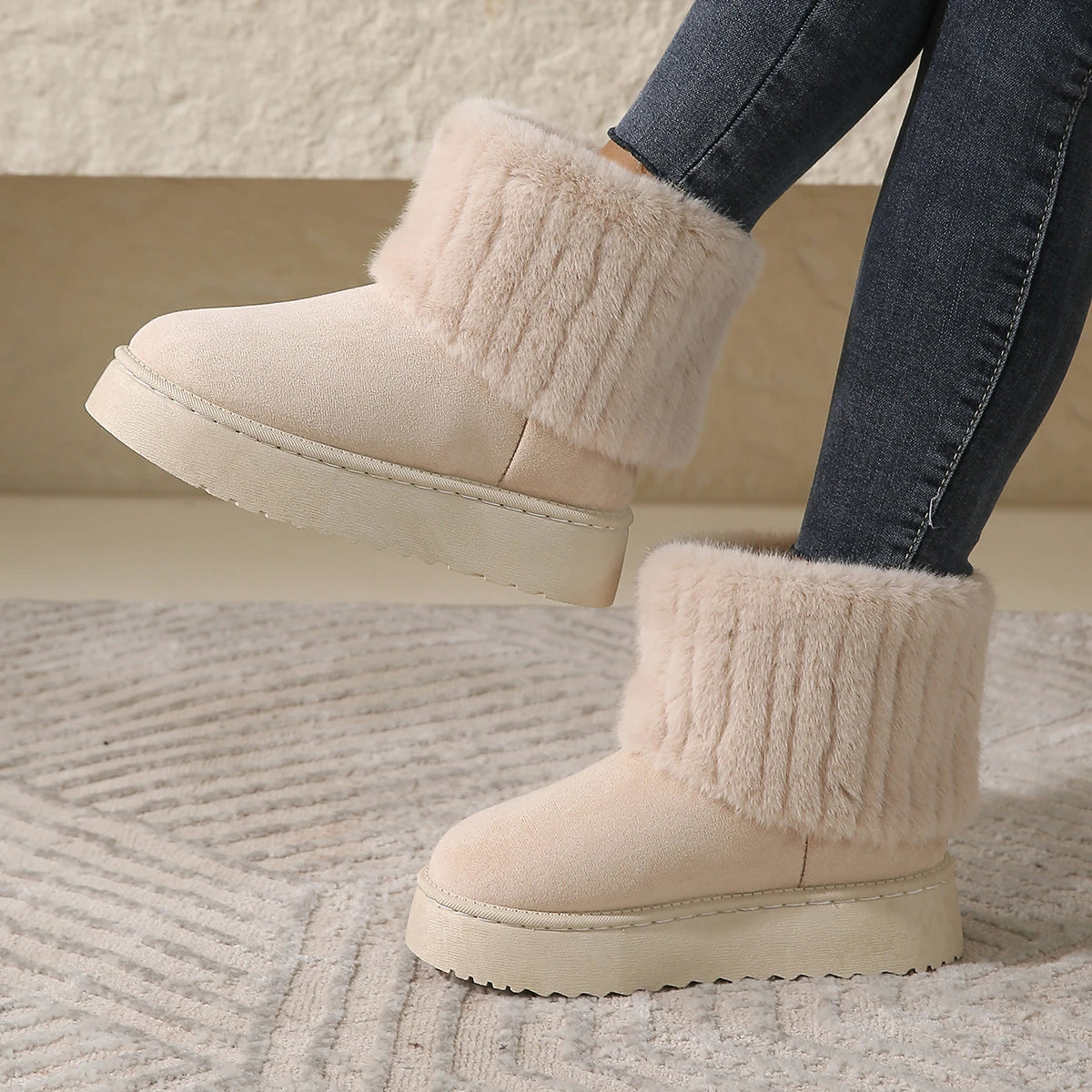 Plush-Lined Waterproof Winter Boots for Women