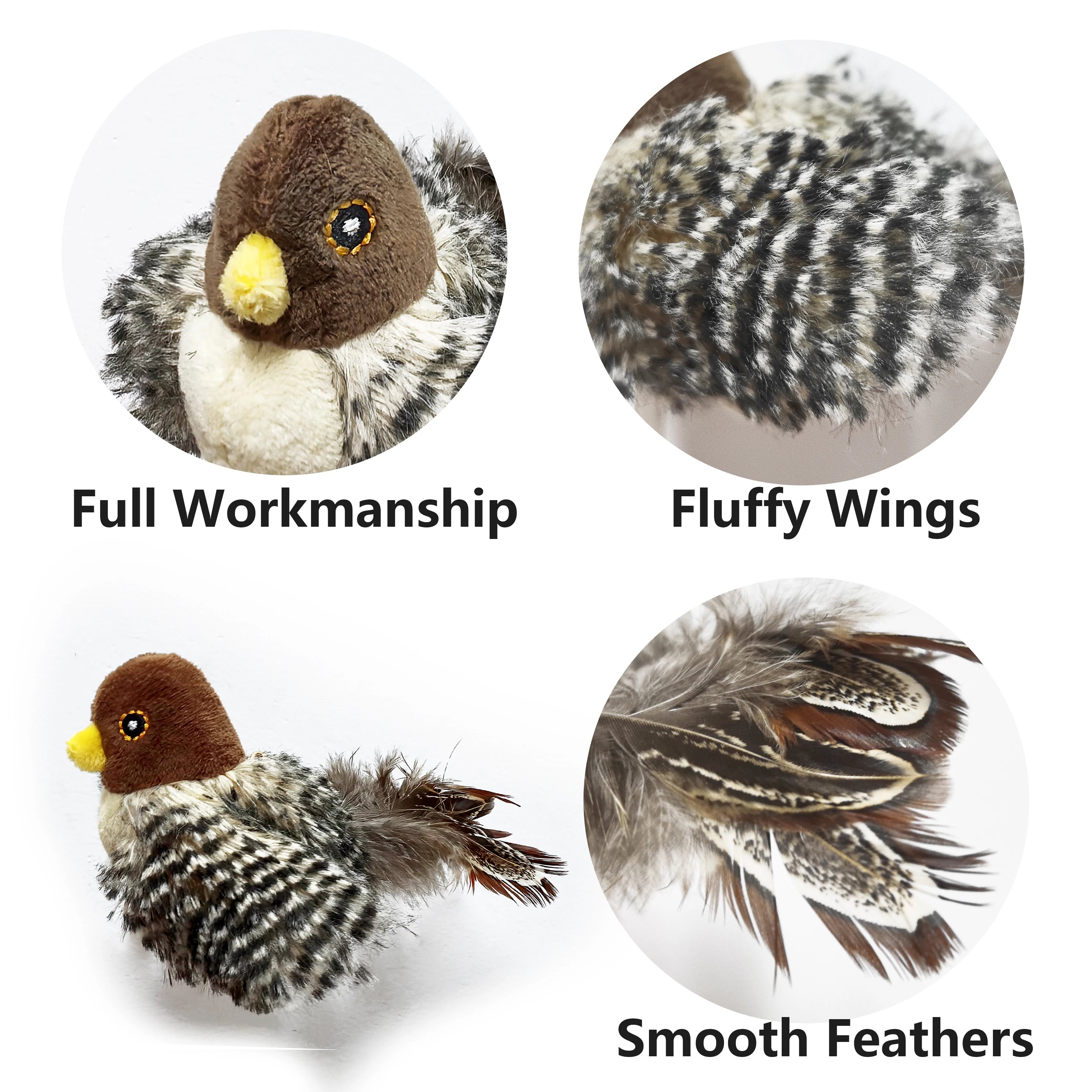 Electric Squeaky Bird Toy for Cats - Plush Interactive Teasing Toy with Feather