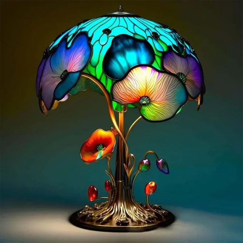 Creative Stained Glass Plant Series Table Lamp