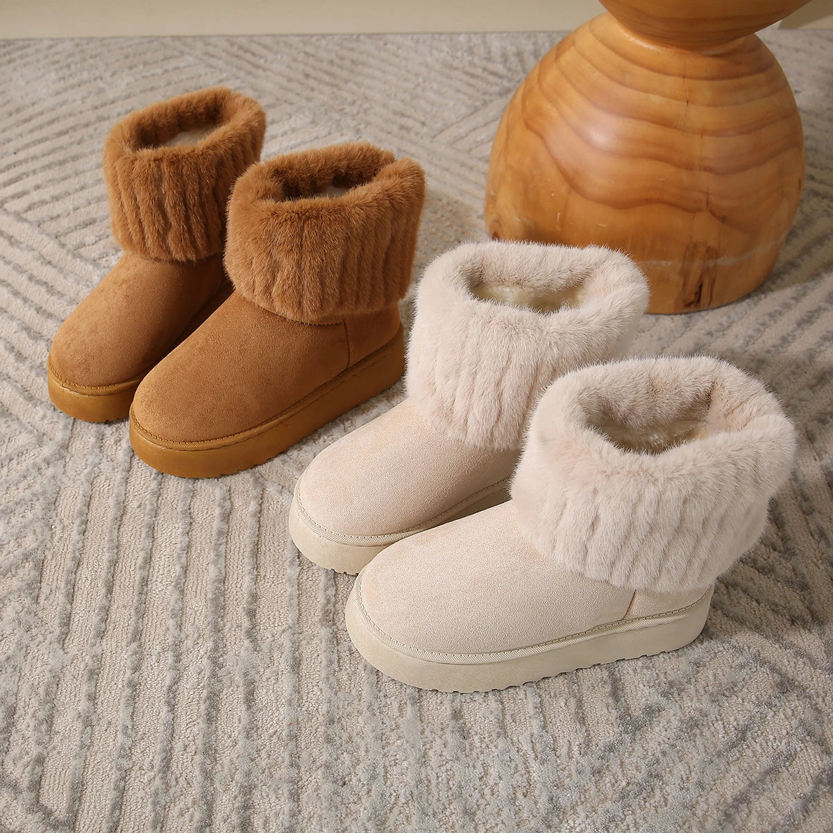 Plush-Lined Waterproof Winter Boots for Women