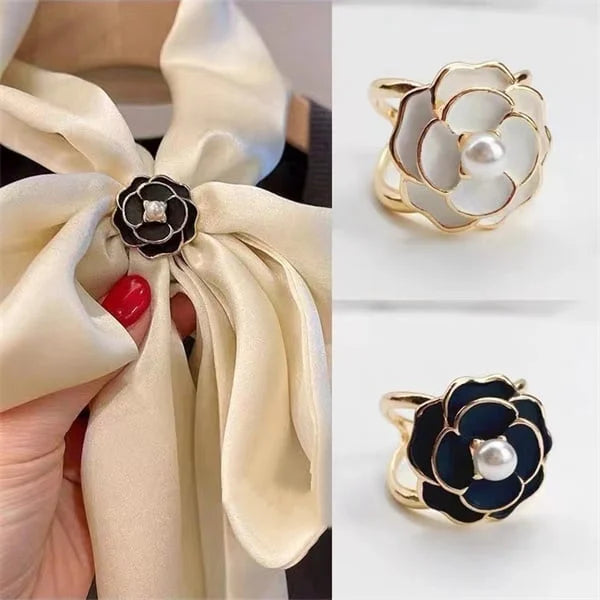 Christmas Hot Sale-Women's Elegant Pearl Floral Scarf Ring Clip