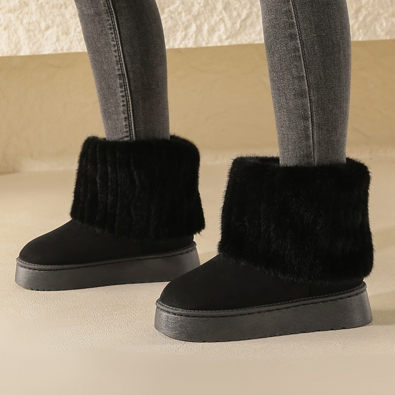 Plush-Lined Waterproof Winter Boots for Women