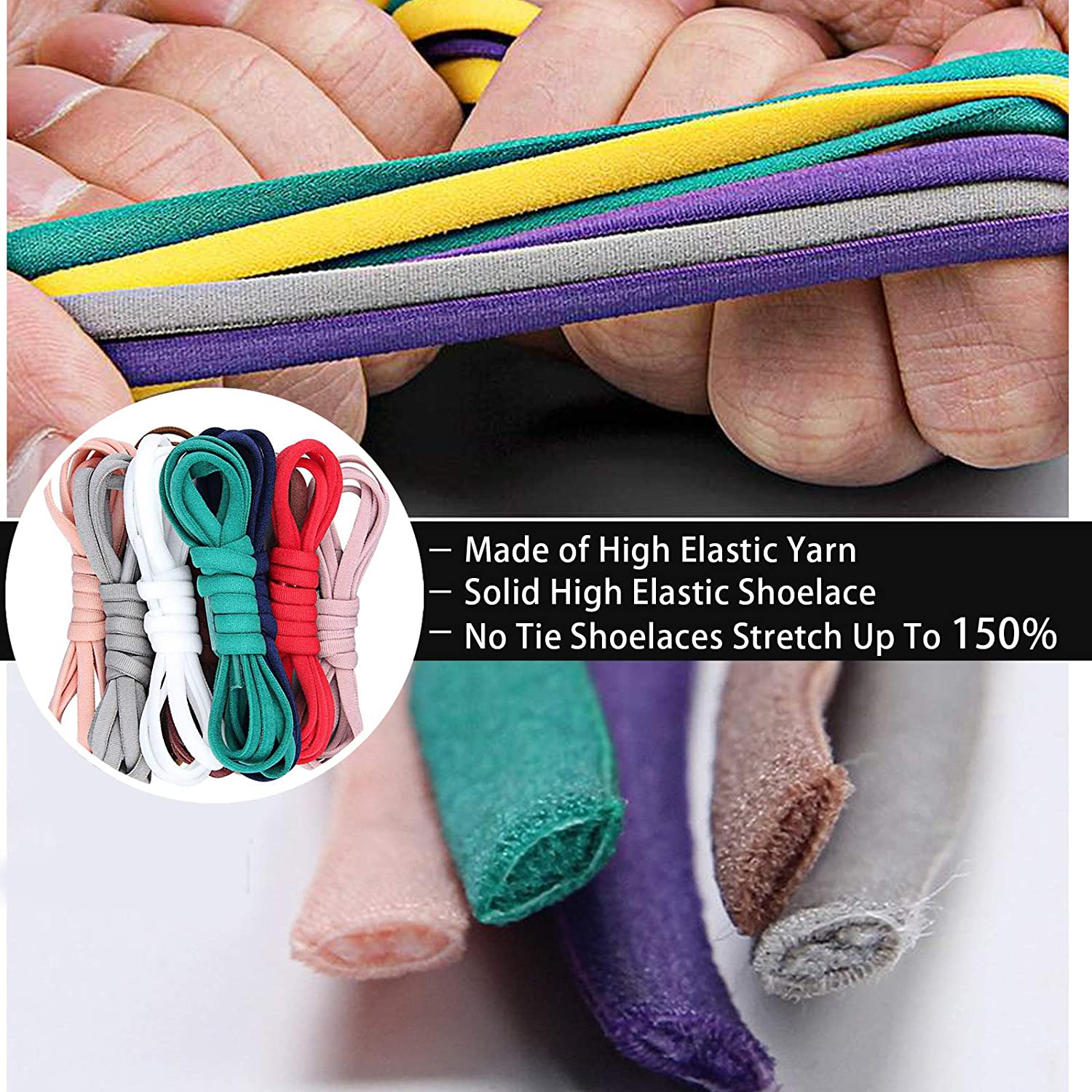 TieFree™ Elastic No Tie Shoelaces for Kids & Adults One Size Fits All Shoe